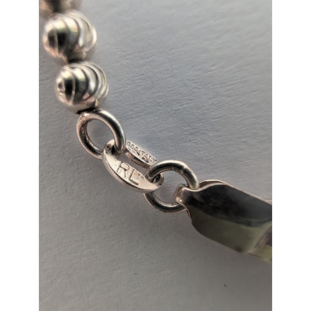 925 RL Sterling Silver Ball Bead Chain Bracelet 7in - Picture 6 of 7